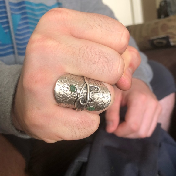 🙌🏾 Handmade Turquoise Boho Silver Hammered… - Picture 6 of 8